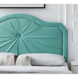 Edmond Light Green Velvet Upholstered Full/Queen Size Headboard with Nailhead Trim