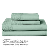 Edra 3 Piece Microfiber Twin Size Bed Set with Crochet Lace, Sea Green