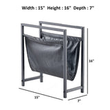Edu Freestanding Matte Black Metal Frame Leatharette Sling Magazine Holder