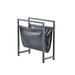 Edu Freestanding Matte Black Metal Frame Leatharette Sling Magazine Holder