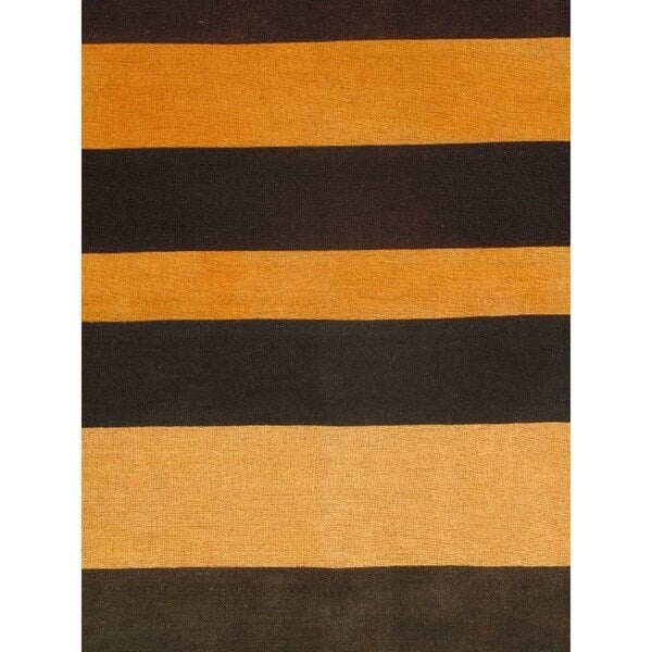 EeCarpetGallery Bohemian Black/Beige/Cream/Dark Brown/Dark Orange Wool Kilim Hand-woven Rug (4'11 x 6'7)