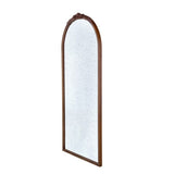 Eel 65 Inch Wall Mirror, Espresso Brown Arched Wood Frame, Hand Carved Rose