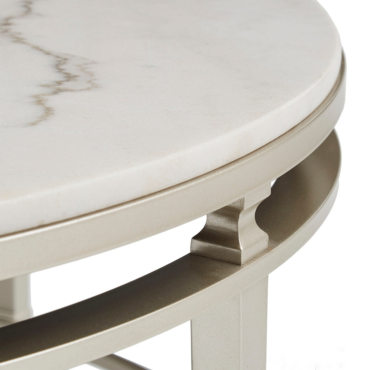 Egan Champagne Silver Finish Marble Top Table by iNSPIRE Q Modern