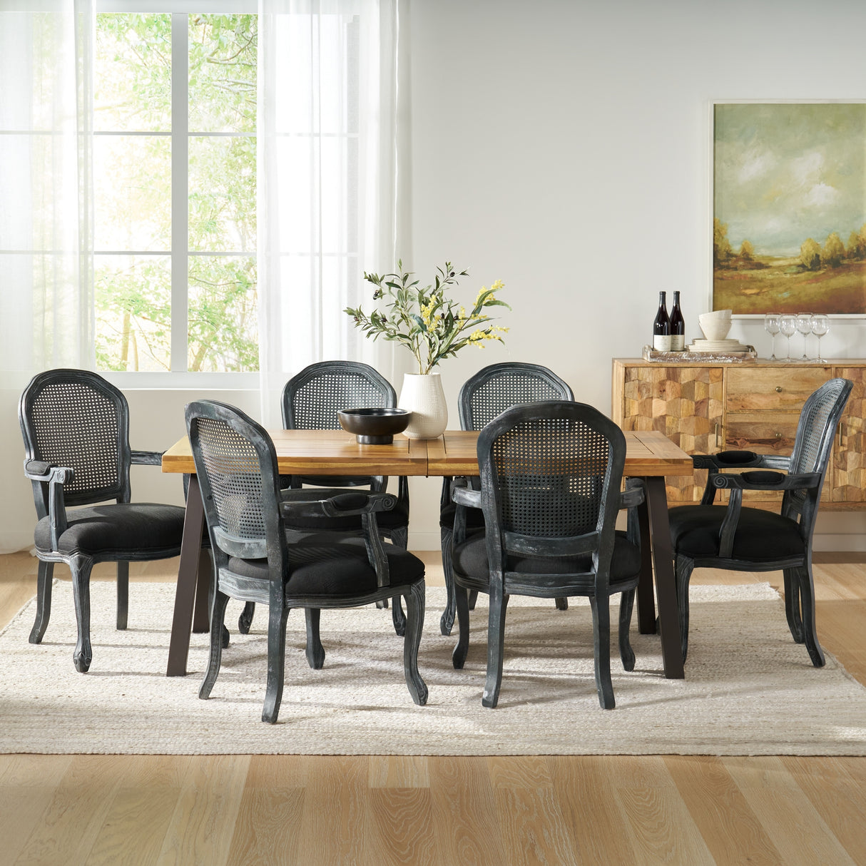 Egan Fabric and Wood 7 Piece Dining Set by Christopher Knight Home
