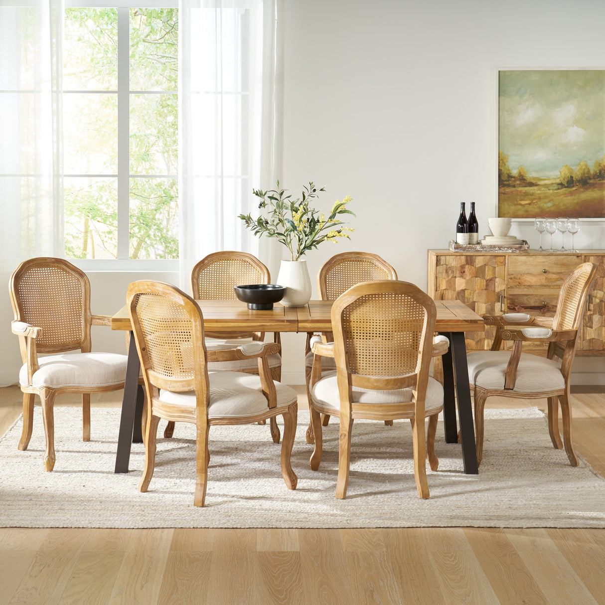 Egan Fabric and Wood 7 Piece Dining Set by Christopher Knight Home