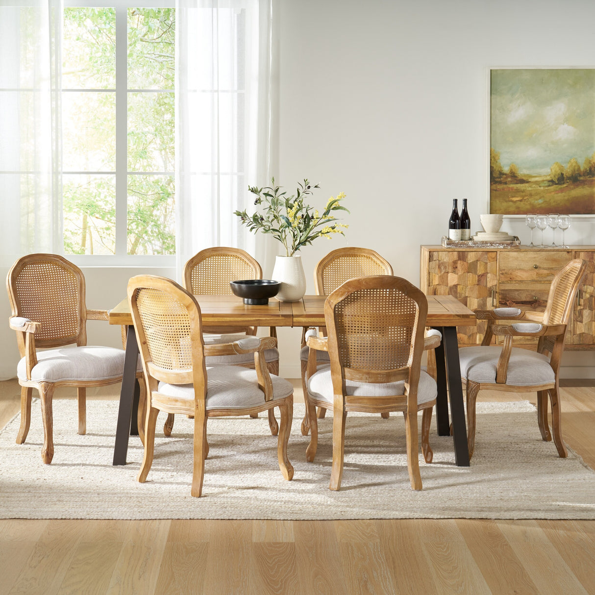 Egan Fabric and Wood 7 Piece Dining Set by Christopher Knight Home