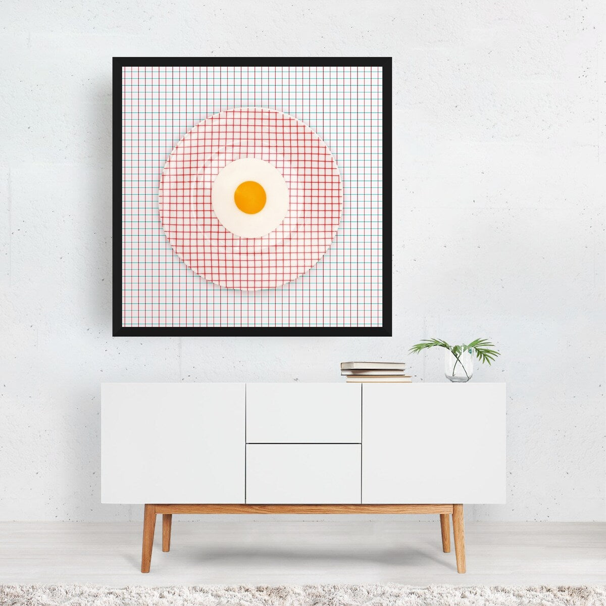 Egg on graph plate on graph paper Photography Art Print/Poster