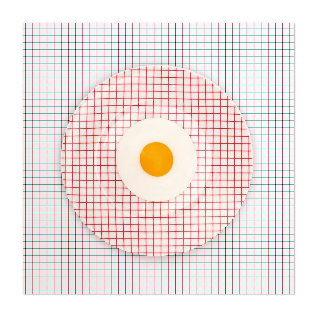 Egg on graph plate on graph paper Photography Art Print/Poster