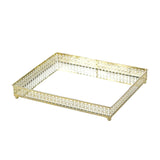 Silver Orchid Costello Gold Metal Mirror Tray - 12.00" x 9.65" x 1.77"H