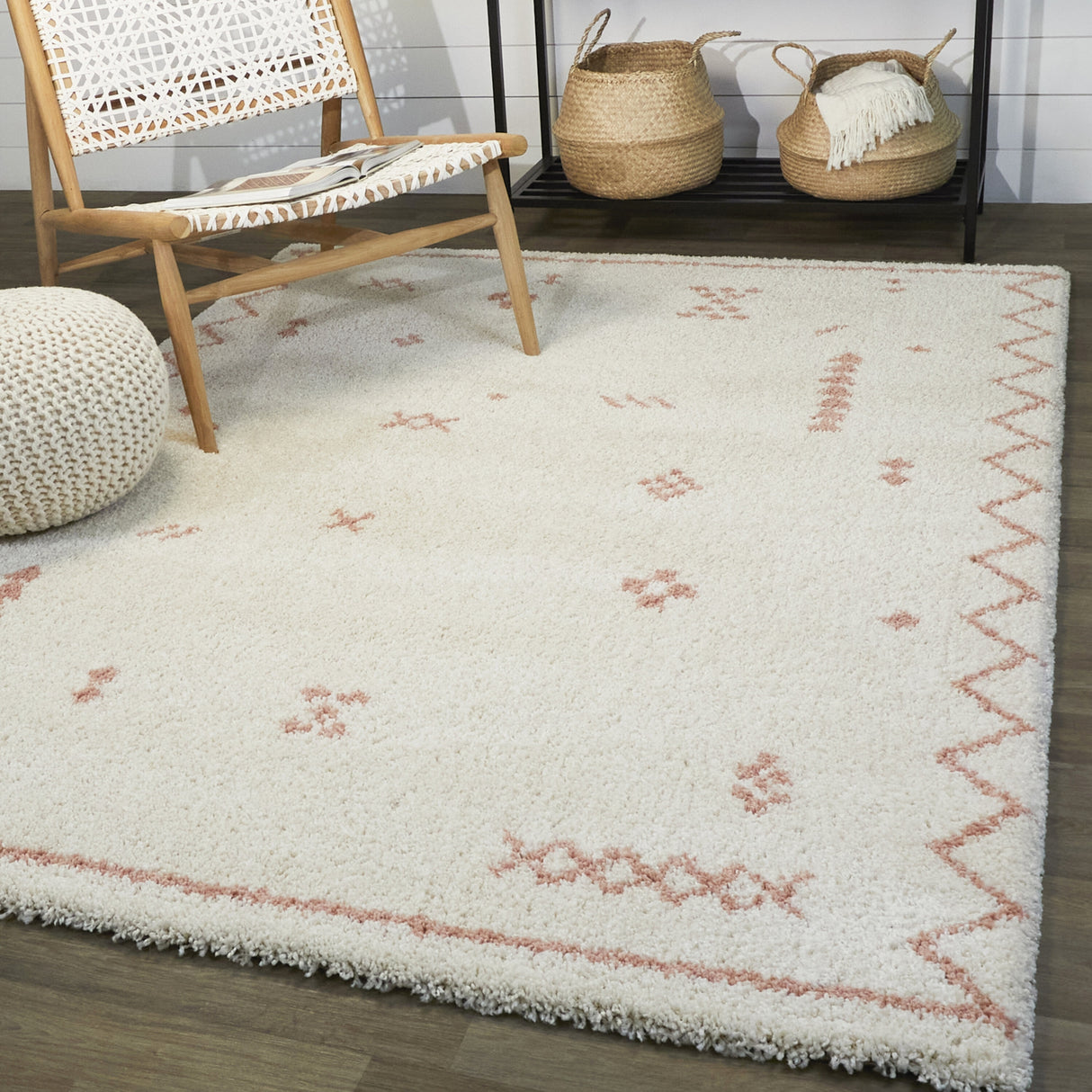 Eila Geometric Southwestern Shag Area Rug