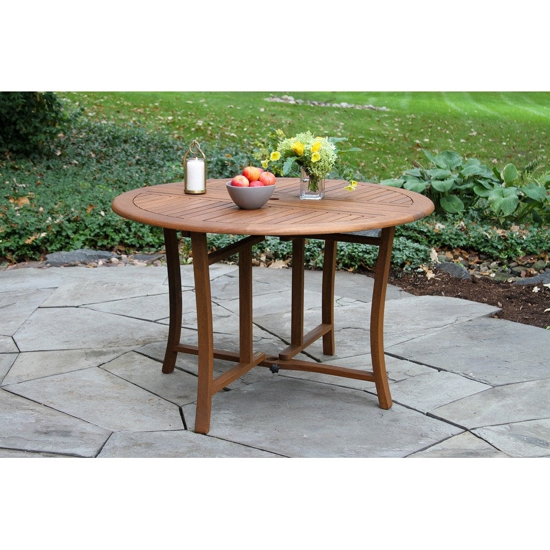 Eucalyptus 43 inch round folding deck table discount