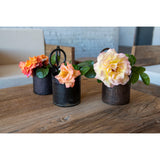 El Paso Import Set of 3 Handmade Vintage Metal Buckets w/Handles - 4"L x 4"W x 8"H