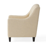 Elaine Beige Tufted Fabric Club Chair with Ottoman by Christopher Knight Home