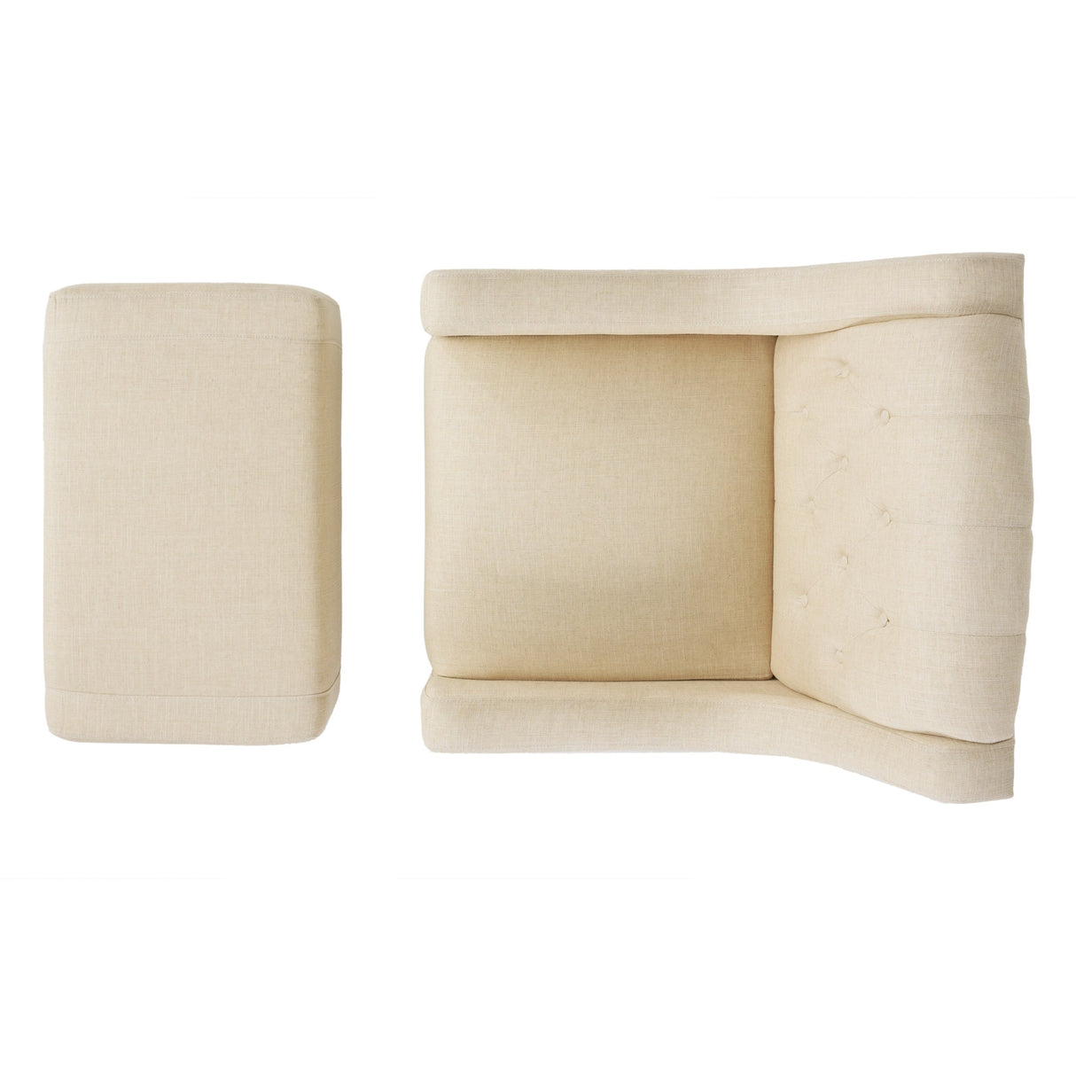 Elaine Beige Tufted Fabric Club Chair with Ottoman by Christopher Knight Home