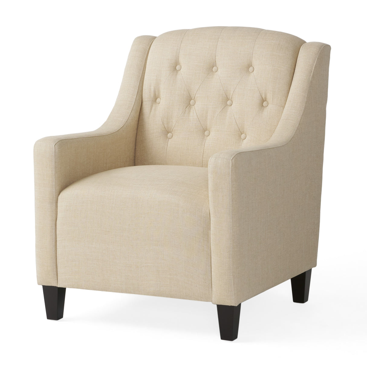 Elaine Beige Tufted Fabric Club Chair with Ottoman by Christopher Knight Home