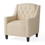 Elaine Beige Tufted Fabric Club Chair with Ottoman by Christopher Knight Home