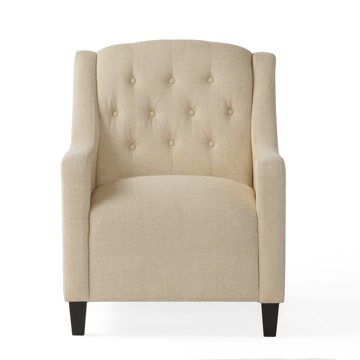 Elaine Beige Tufted Fabric Club Chair with Ottoman by Christopher Knight Home