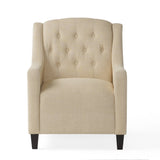 Elaine Beige Tufted Fabric Club Chair with Ottoman by Christopher Knight Home
