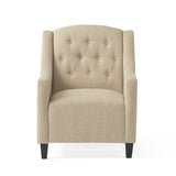 Elaine Light Beige Tufted Fabric Club Chair with Ottoman by Christopher Knight Home