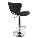 Elama 2 Piece Tufted Faux Leather Adjustable Bar Stool in Black with Chrome Trim and Base