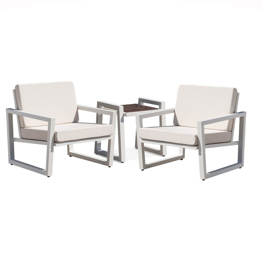 Elan Furniture Vero Outdoor 3 Piece Chat Set - Birds Eye Sunbrella Cushions