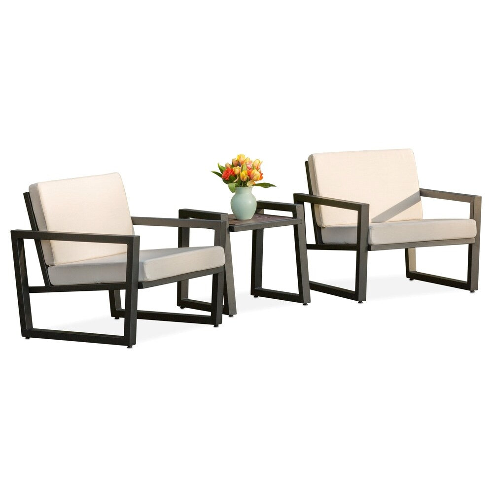 Elan Furniture Vero Outdoor 3 Piece Chat Set - Birds Eye Sunbrella Cushions