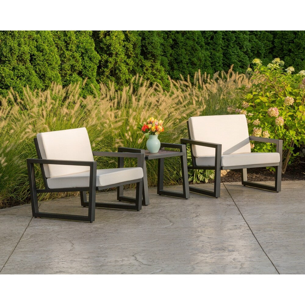 Elan Furniture Vero Outdoor 3 Piece Chat Set - Birds Eye Sunbrella Cushions