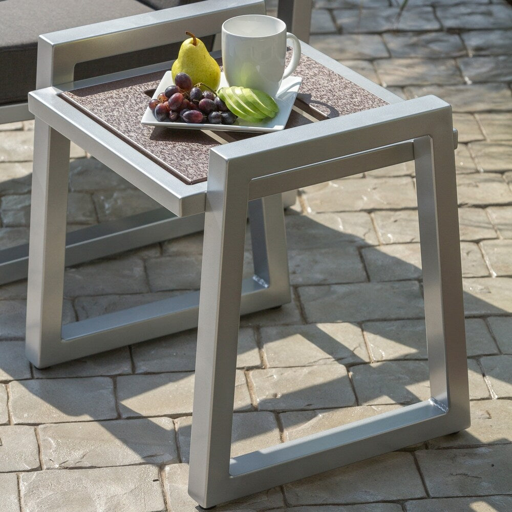 Elan Furniture Vero Outdoor 3 Piece Chat Set - Birds Eye Sunbrella Cushions