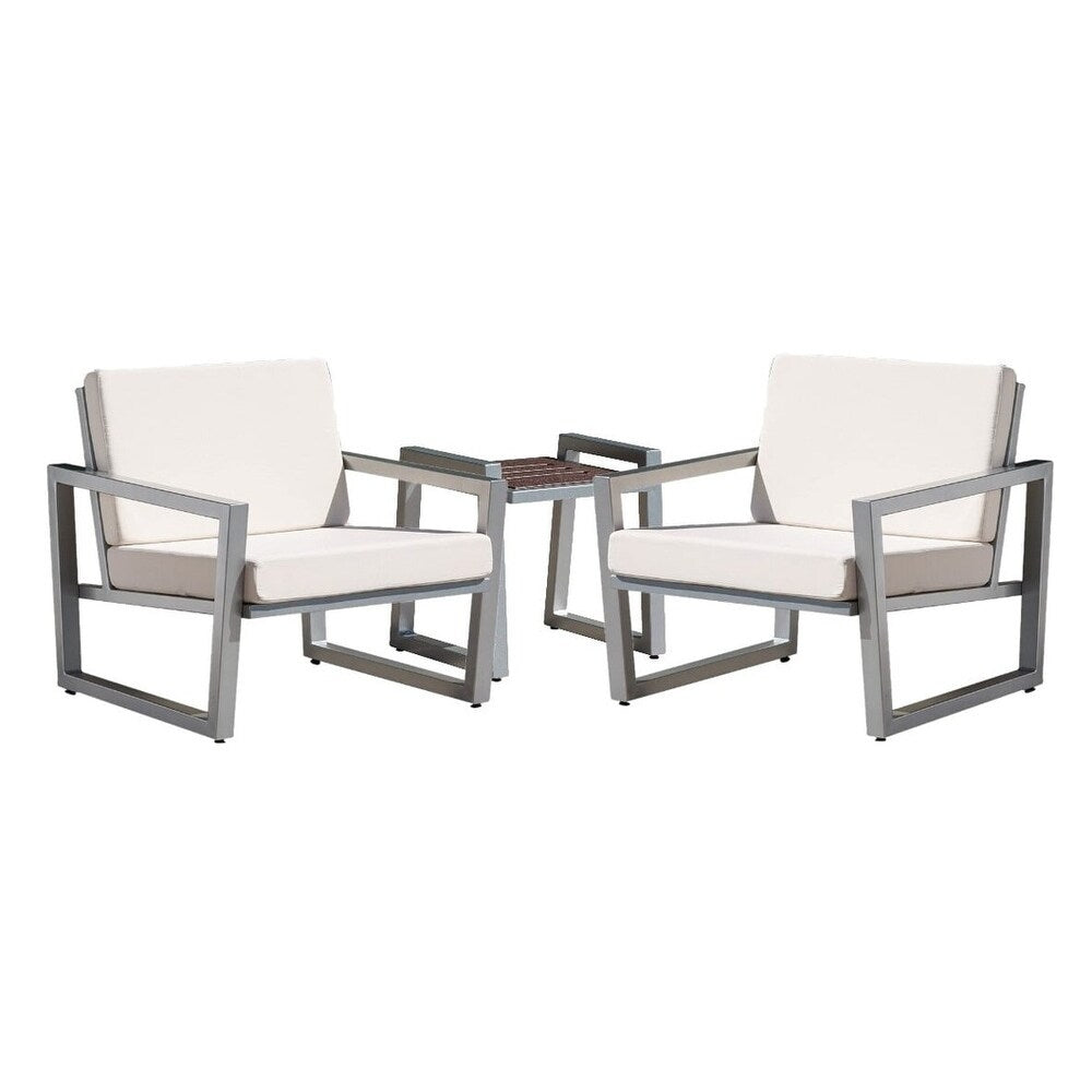 Elan Furniture Vero Outdoor 3 Piece Chat Set - Birds Eye Sunbrella Cushions