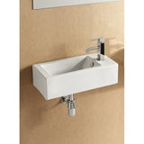 Elanti Collection EC9899-L Porcelain White Wall-Mounted Rectangle Left-Facing Sink
