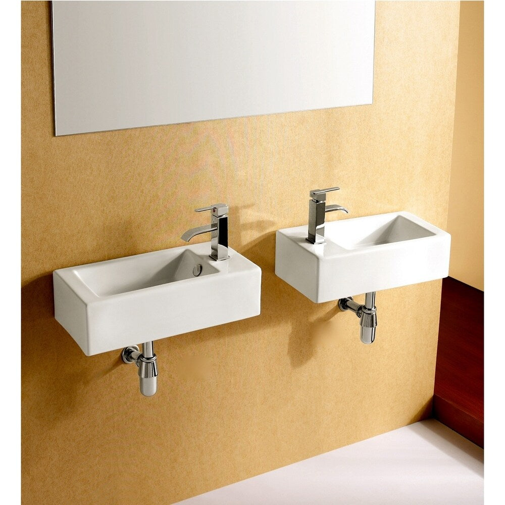 Elanti Collection EC9899-L Porcelain White Wall-Mounted Rectangle Left-Facing Sink