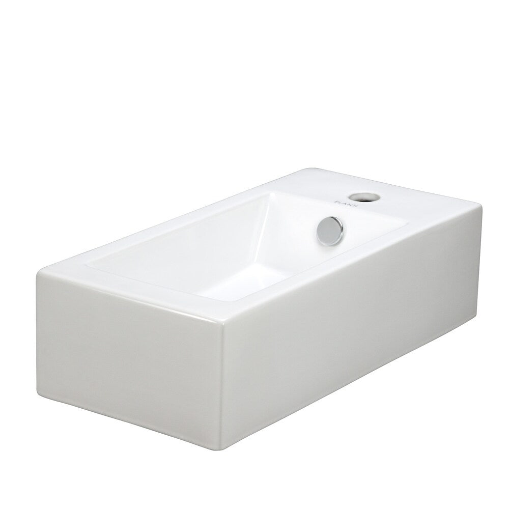 Elanti Collection EC9899-L Porcelain White Wall-Mounted Rectangle Left-Facing Sink