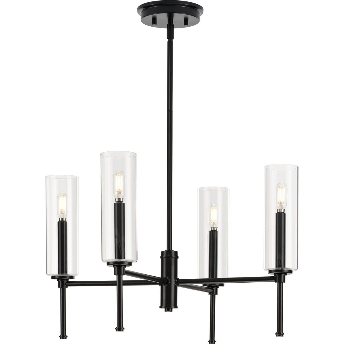 Elara Collection Four-Light New Traditional Matte Black Chandelier Light - 22.87 in x 22.87 in x 10.37 in