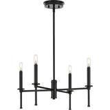 Elara Collection Four-Light New Traditional Matte Black Chandelier Light - 22.87 in x 22.87 in x 10.37 in