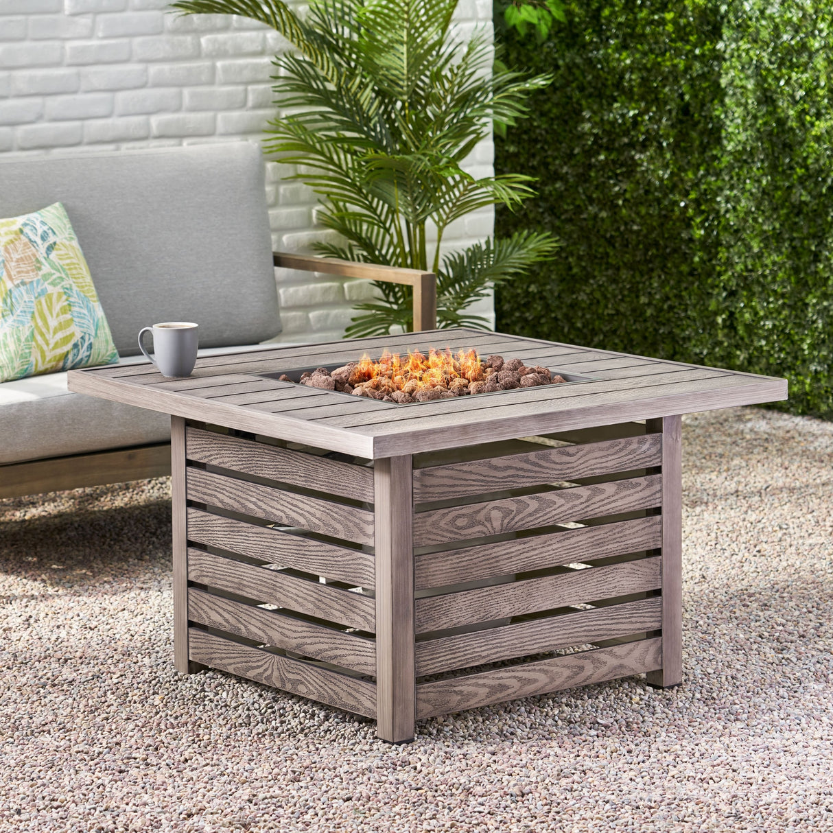Elberton Outdoor 39" Outdoor 50,000 BTU Square Fire Pit by Christopher Knight Home