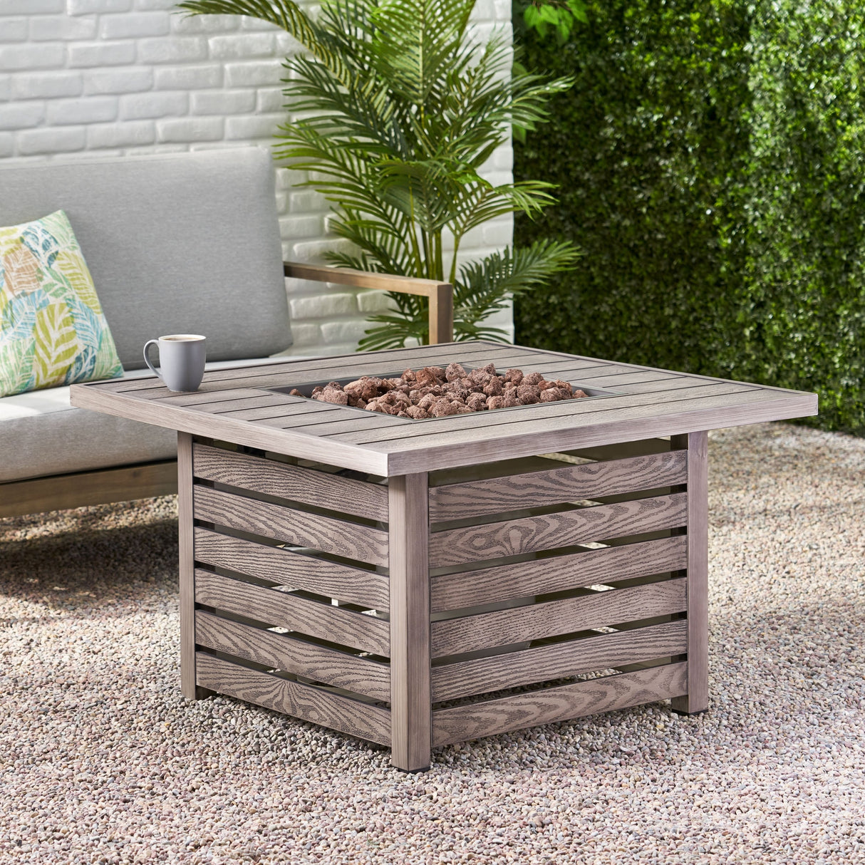 Elberton Outdoor 39" Outdoor 50,000 BTU Square Fire Pit by Christopher Knight Home