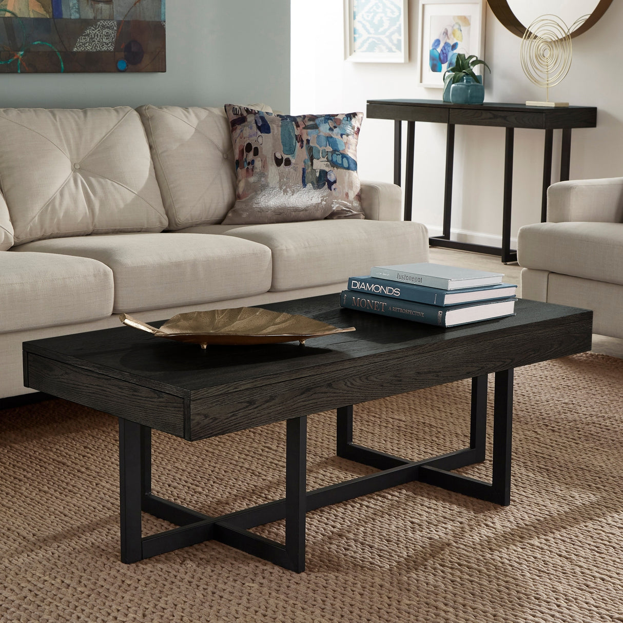 Eldersley Wood Finish Coffee Table with Two Drawers by iNSPIRE Q Modern