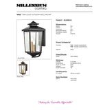 Millennium Lighting Eldrink Outdoor Wall Sconce in Powder Coat Black