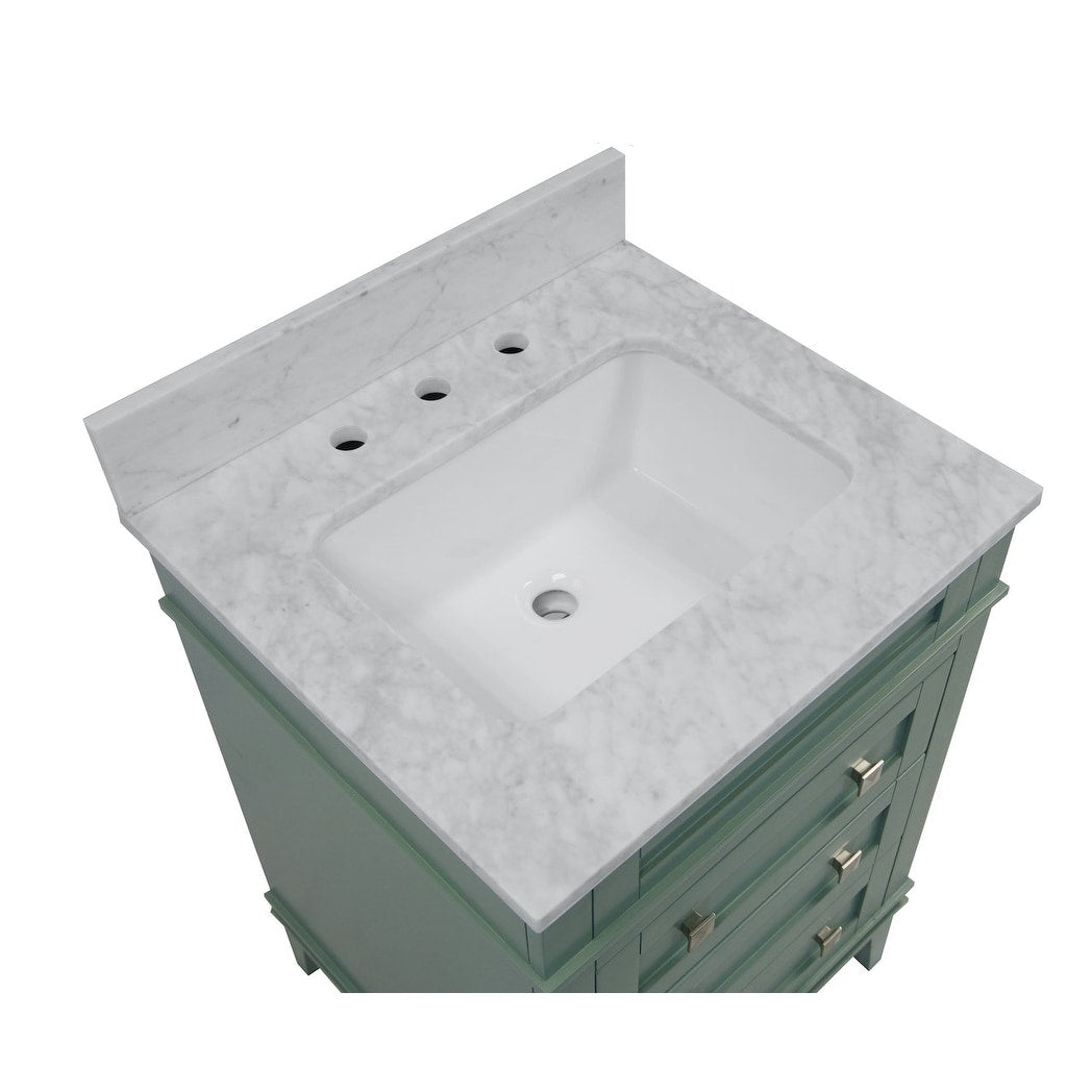 KitchenBathCollection Eleanor 24" Bathroom Vanity with Carrara Marble Top