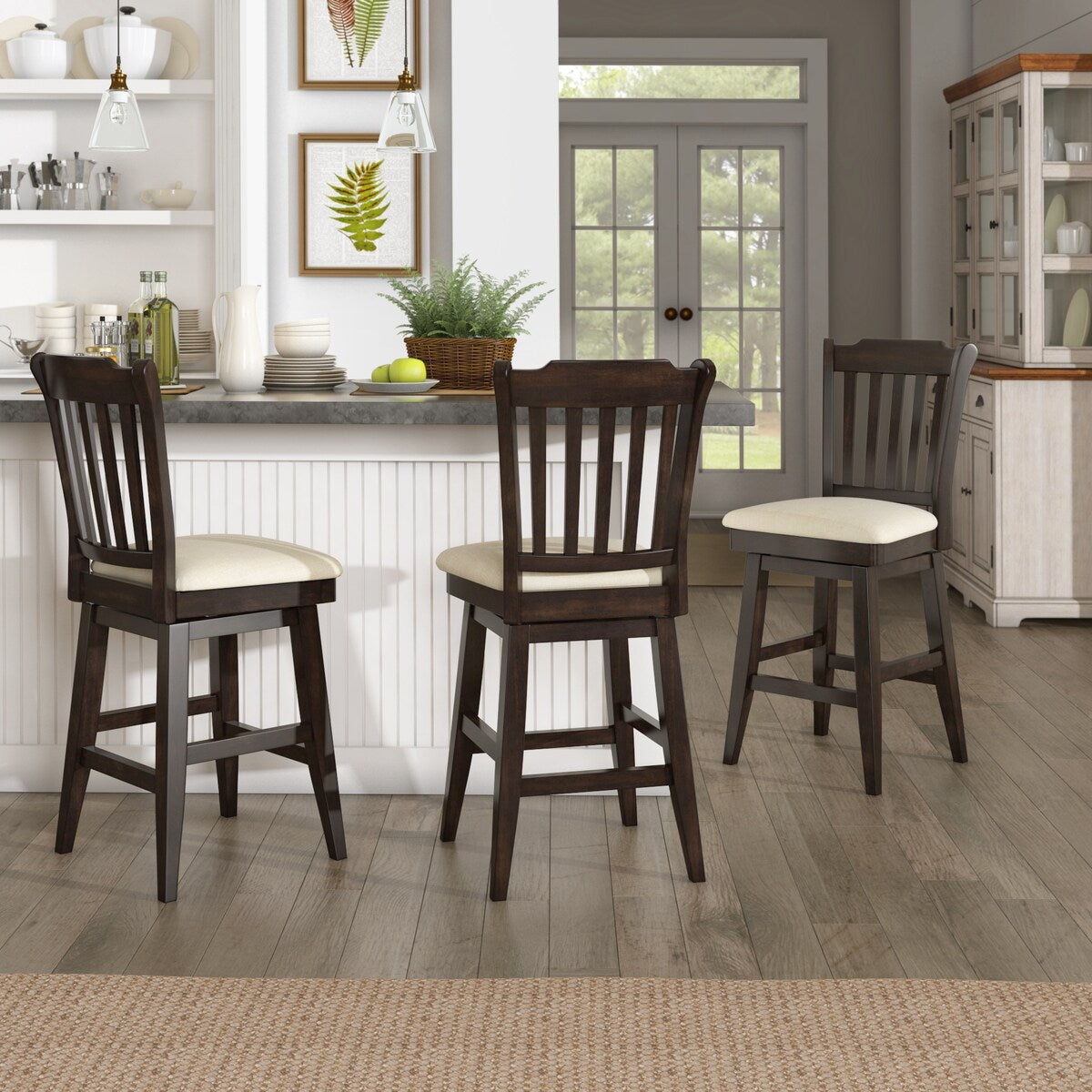 Eleanor Slat Back Wood Swivel Stool by iNSPIRE Q Classic
