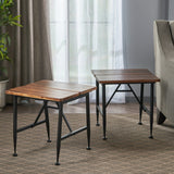 Eleanora Industrial Acacia Wood End Table (Set of 2) by Christopher Knight Home