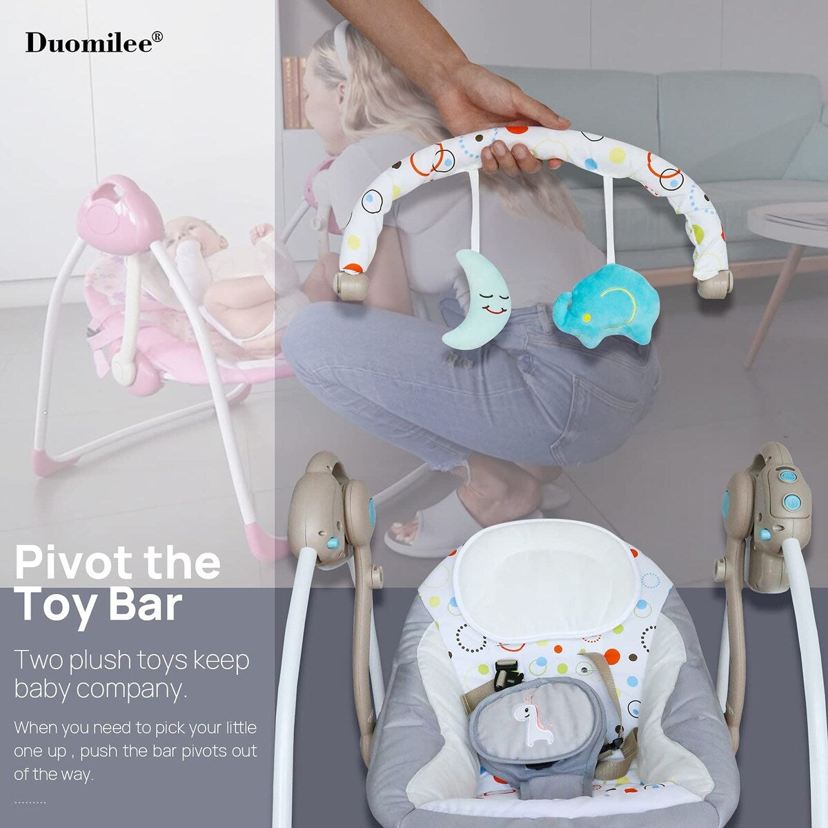 Electric Baby Swings, Portable Baby Swing for Infants to Toddler, Soothing Infant Swing with Intelligent Music Vibration Box