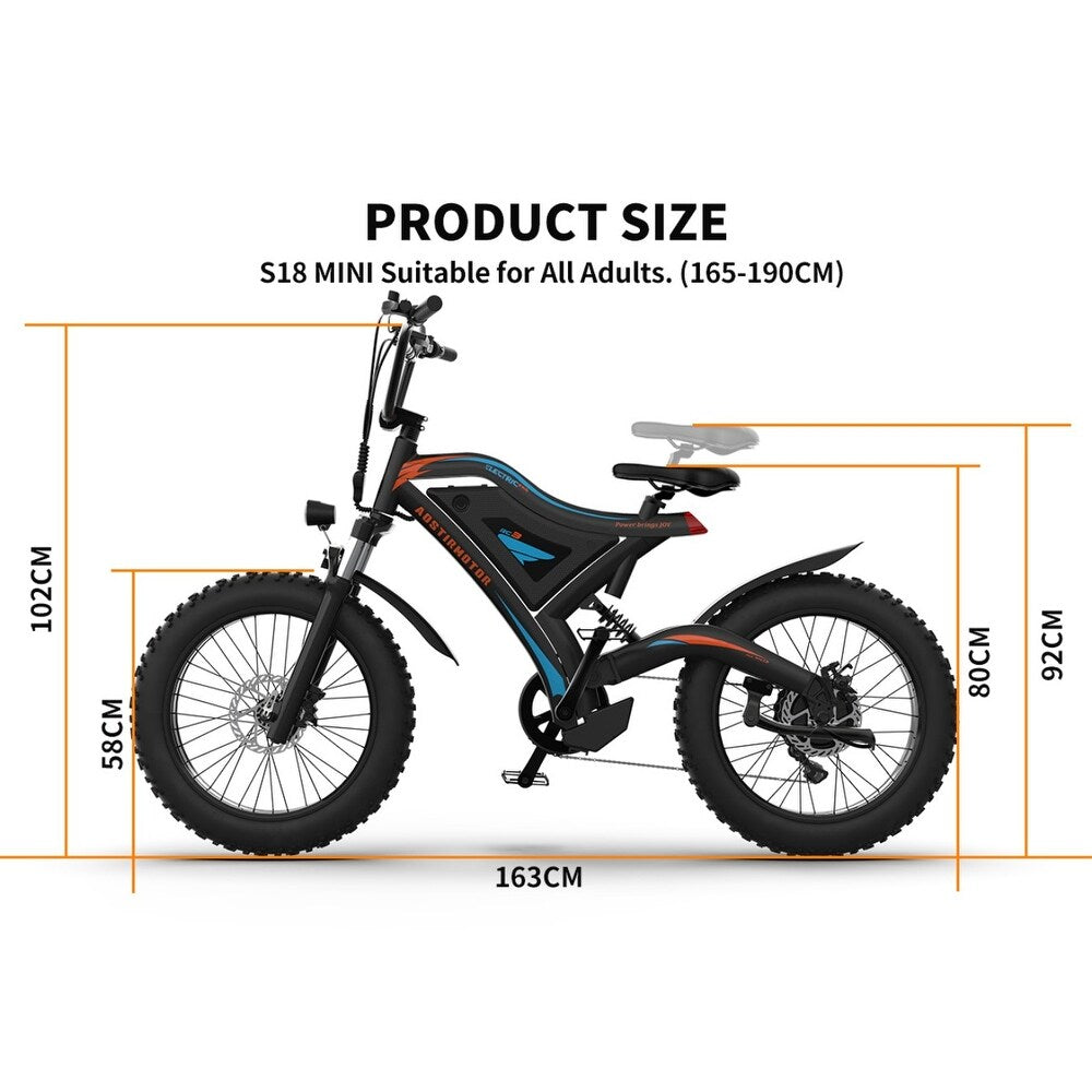 Electric Bicycle 500W Motor 20" Fat Tire With 48V/15Ah Li-Battery S18-MINI New style