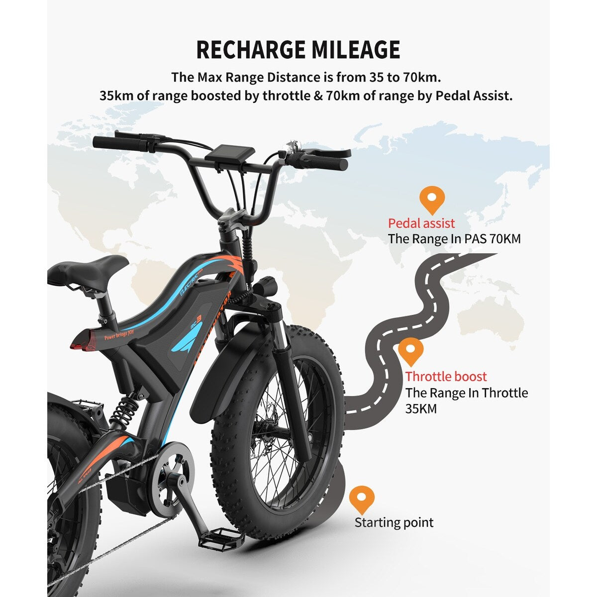 Electric Bicycle 500W Motor 20" Fat Tire With 48V/15Ah Li-Battery S18-MINI New style