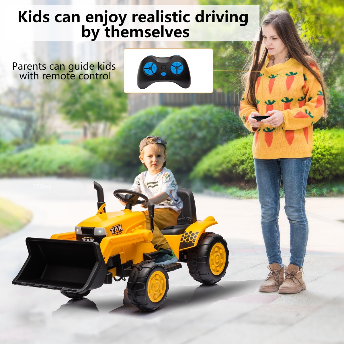 Electric Excavator Toy for Kids Ages 3-6, with Front