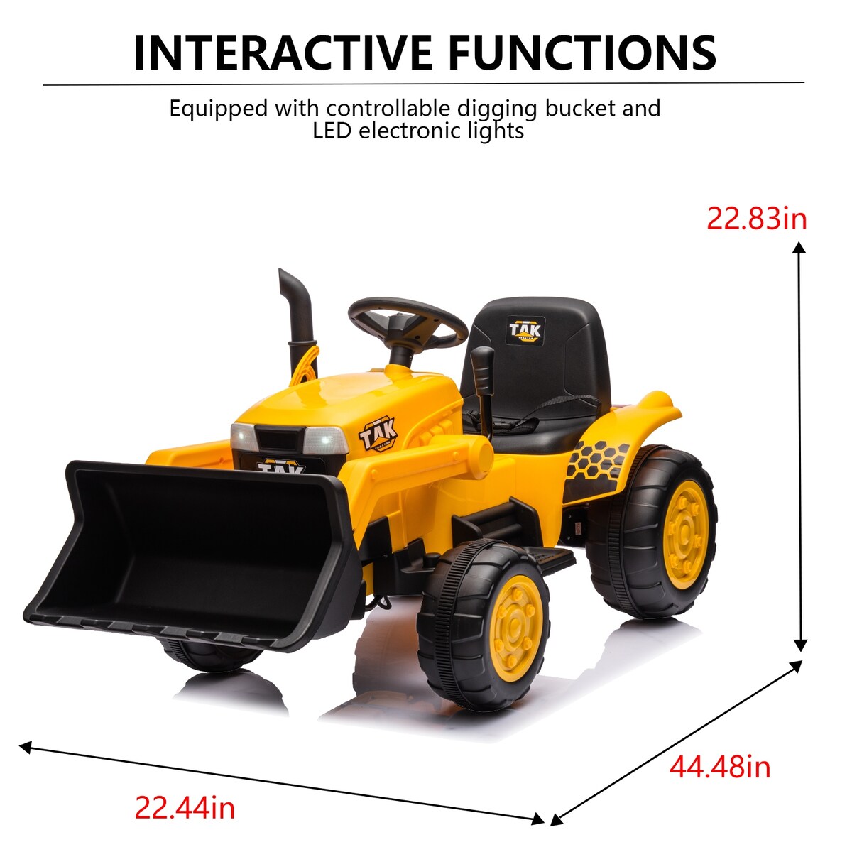 Electric Excavator Toy for Kids Ages 3-6, with Front