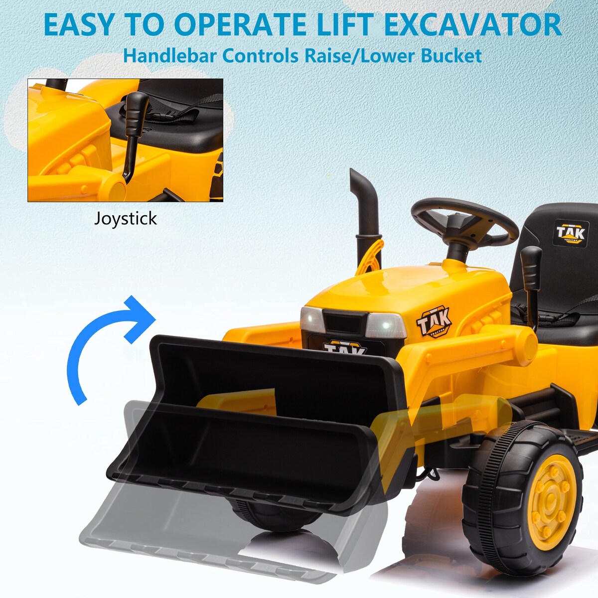 Electric Excavator Toy for Kids Ages 3-6, with Front