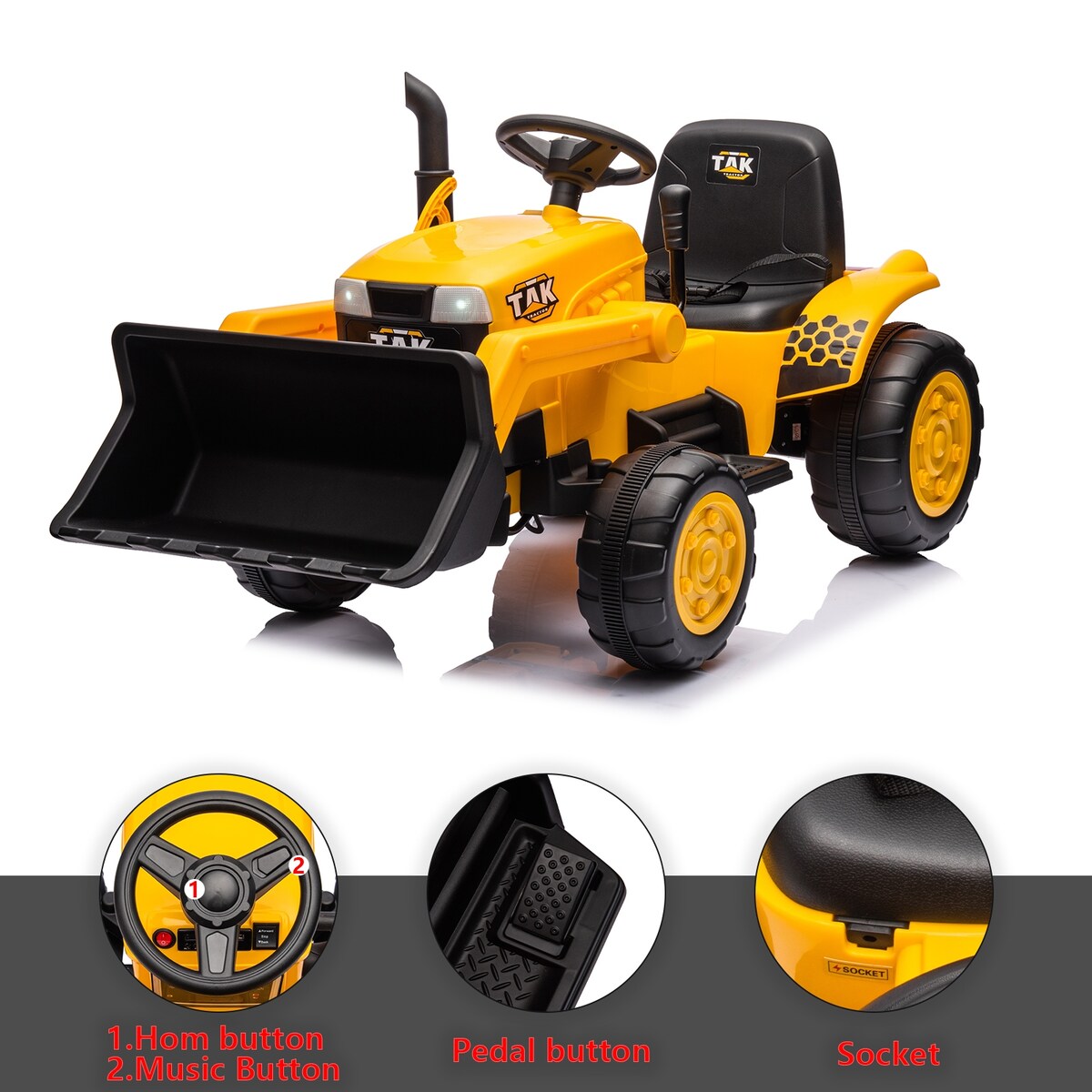 Electric Excavator Toy for Kids Ages 3-6, with Front