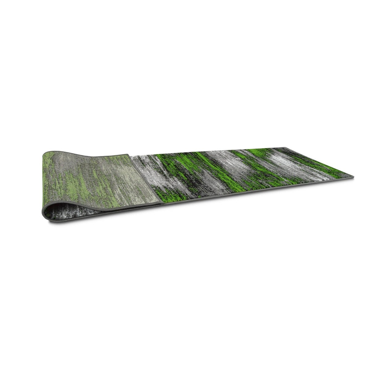 Electric Green, Grey, Silver, Black Abstract Rug Modern Contemporary Brush Pattern