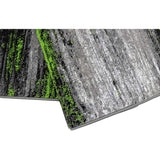 Electric Green, Grey, Silver, Black Abstract Rug Modern Contemporary Brush Pattern